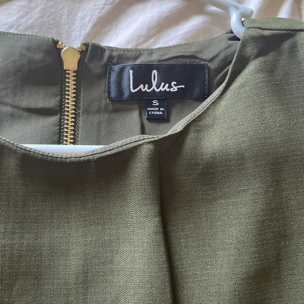 Lulus Shift and Shout Dress Olive Green Size  Small Short Sleeve Back Zip NEW - Picture 8 of 8